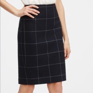 Ann Taylor Blue Windowpane Pencil Skirt Size 4